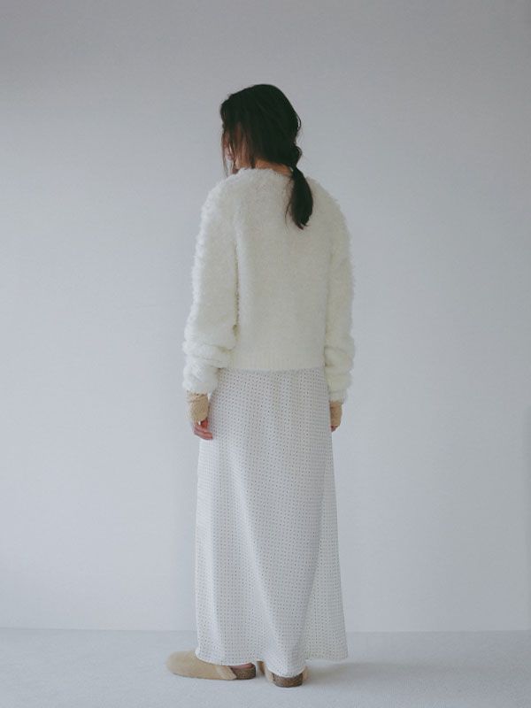 フェザーヤーンニットカーディガン （WHITE)