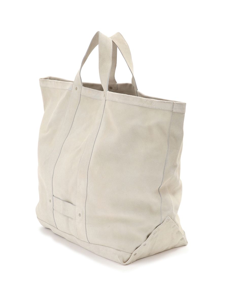 レザートートバッグ LEATHER TOTE BAG - Cow split leather - WHITE