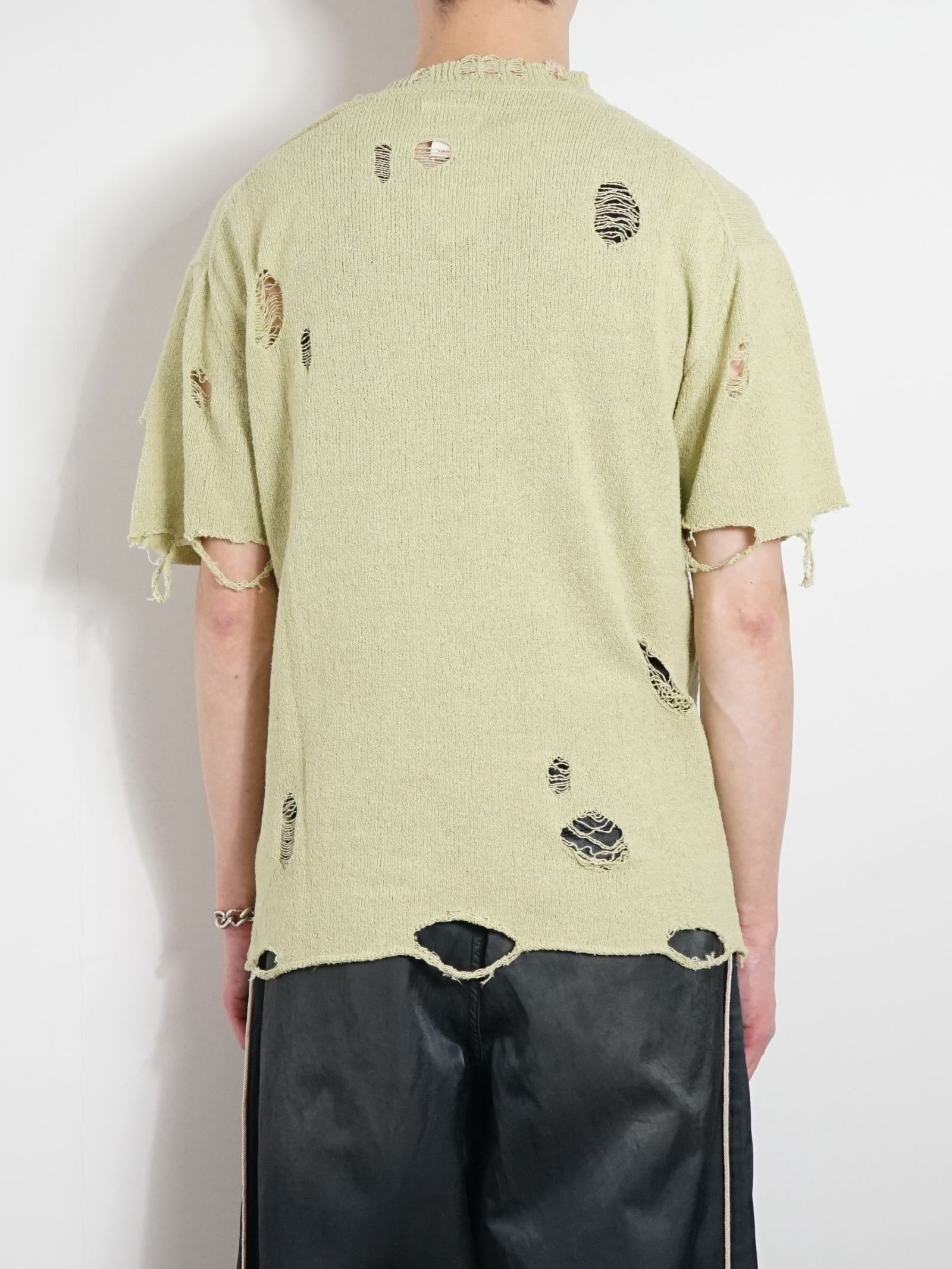 ディストレスドニットティーシャツ  - Distressed KNIT TEE - YELLOW
