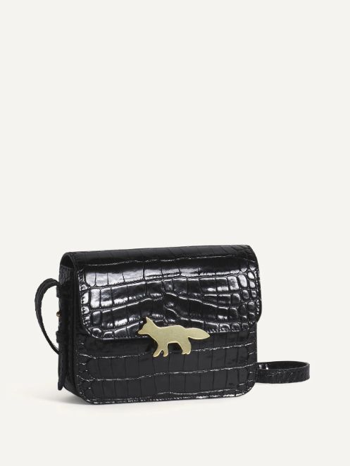 EDIE バッグ - クロコダイル型押し 2WAYショルダーバッグ －ブラック