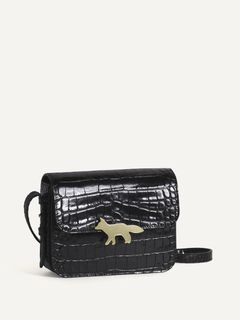 EDIE バッグ - クロコダイル型押し 2WAYショルダーバッグ －ブラック