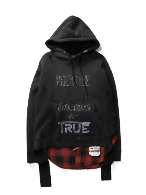 シャツコンバインド フーディー - Shirt Combined Hoodie BLACK