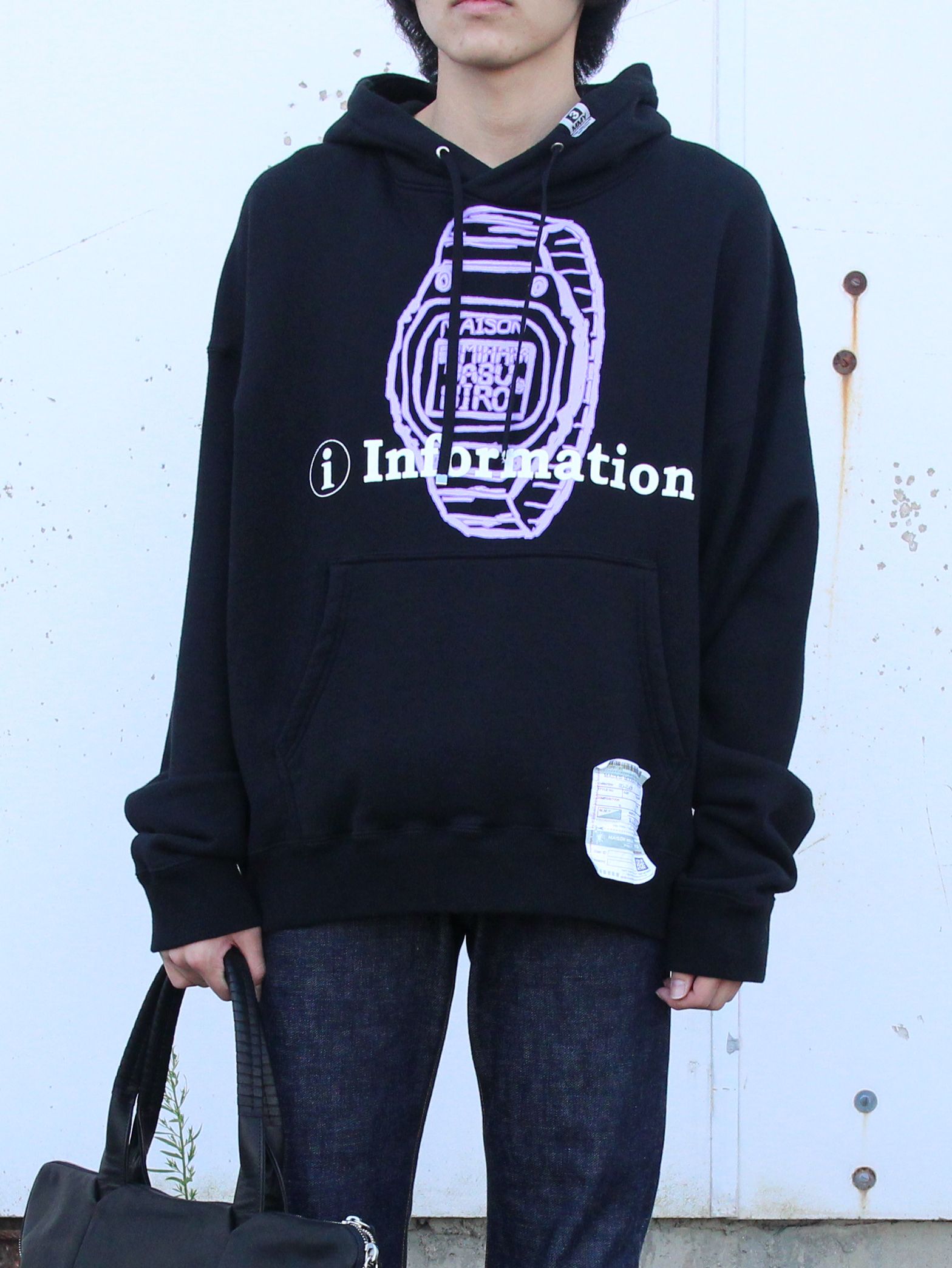 プリントフーディー - watches  printed hoodie BLACK