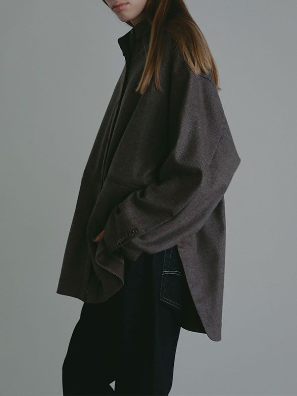 ハイカウントフラノオーバーサイズシャツ  (BROWN)