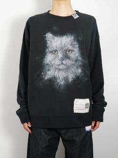 キャットプリント スエットシャツ ブラック - Cat Printed Sweatshirt