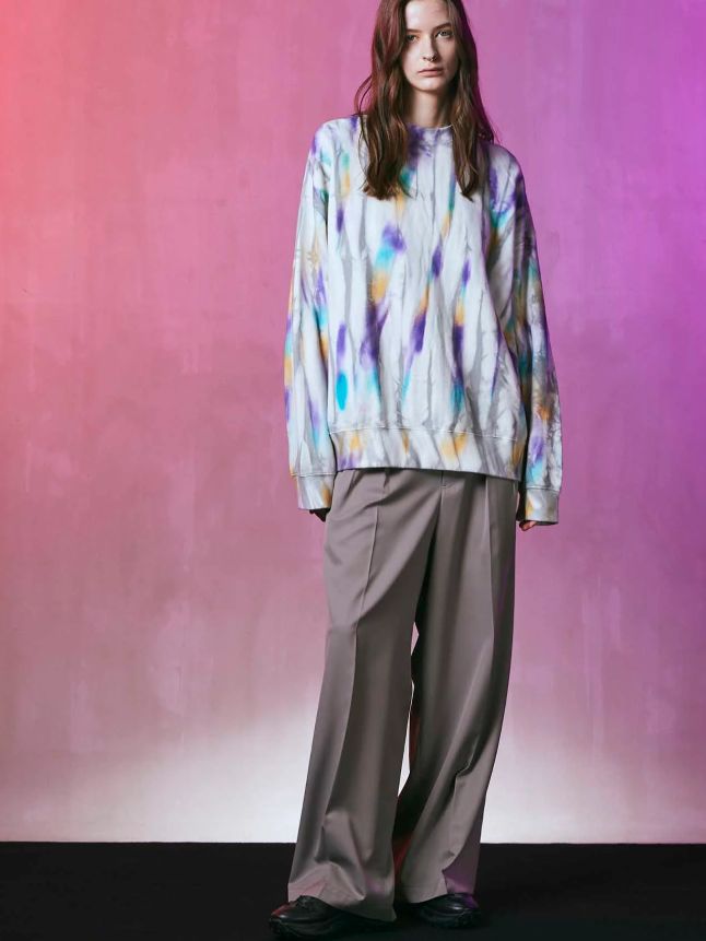ウールミックス ワイド パンツ - Wool Mix Continuous Tow-Tuck Wide Pants GREY