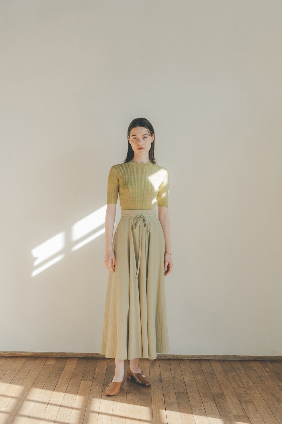 2WAY SUSPENDER MAXI SKIRT - GREEN