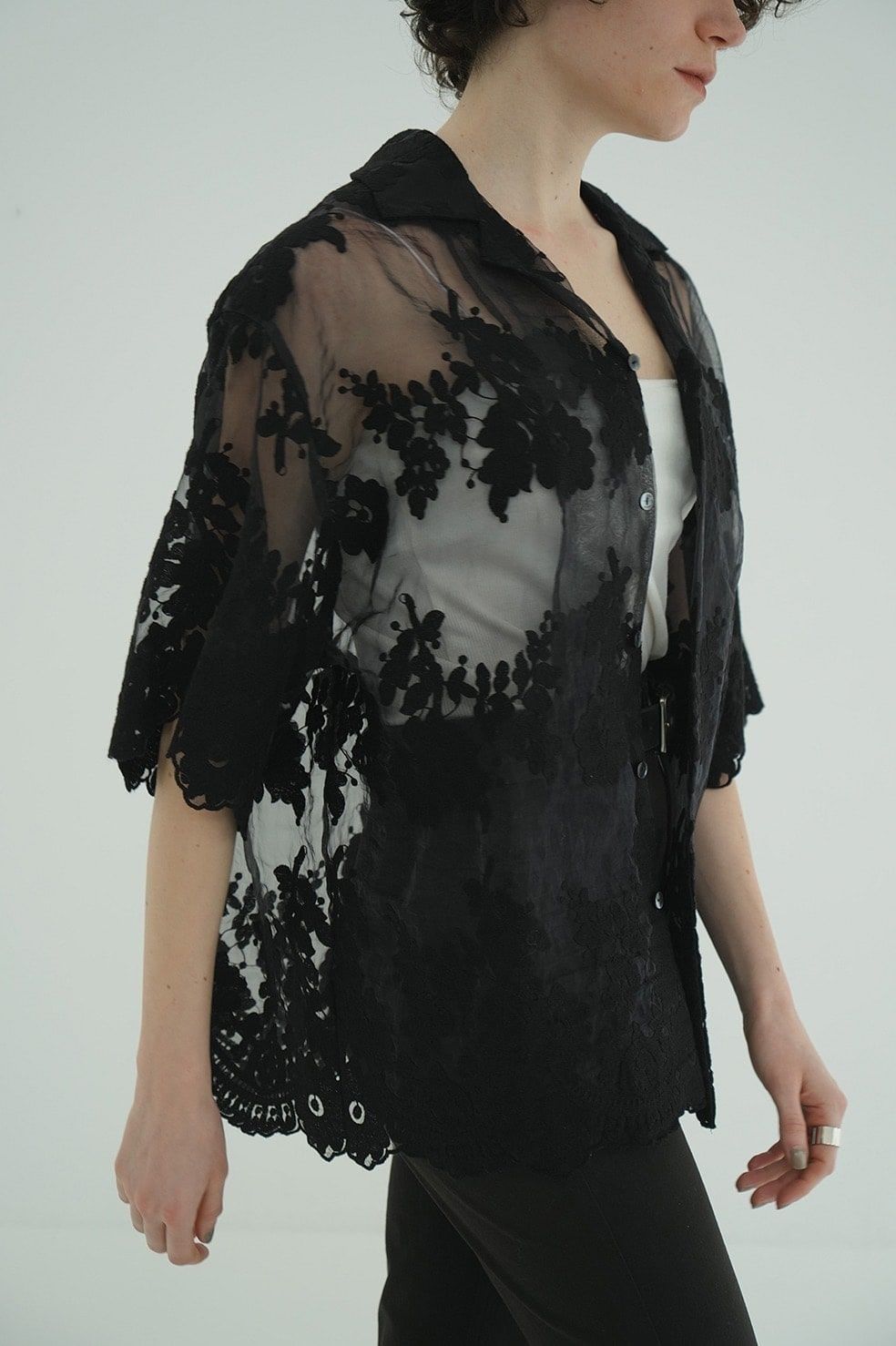 CLANE - シアーフラワーレースシャツ | SHEER FLOWER LACE