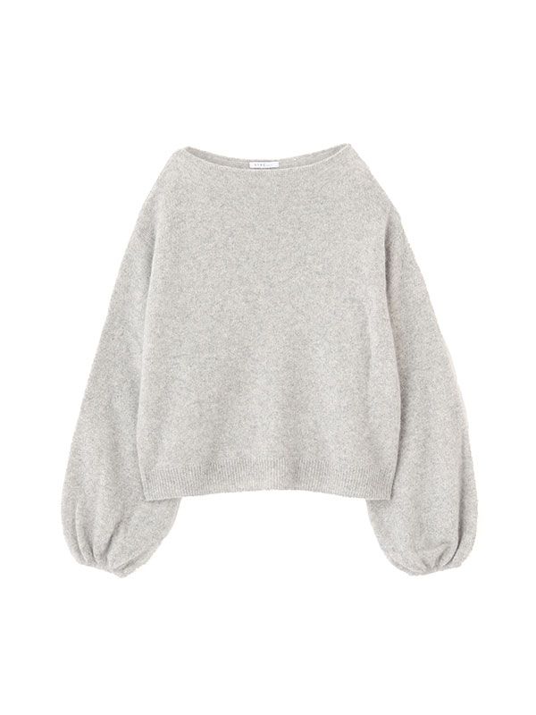 ホワイトヤクボリュームスリーブニットプルオーバー - GREY