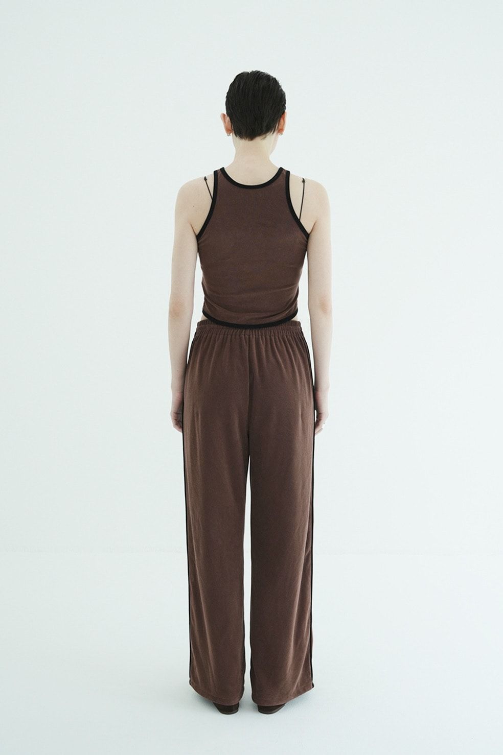 パイルセットアップ - PILE CONTRAST LINE SET UP (BROWN)