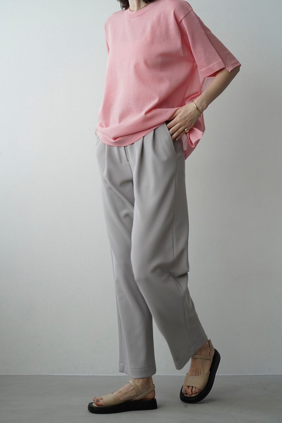 CLANE - リブ ストライプ タックパンツ - RIB STRIPE TUCK PANTS