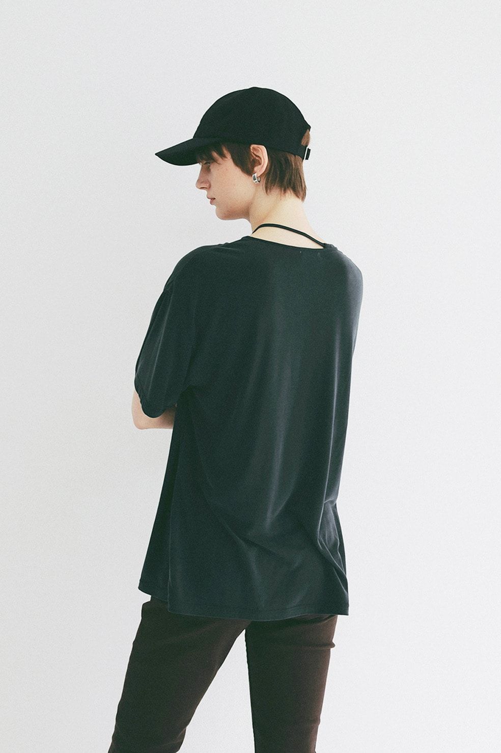 コードカットソー - DROOP THIN CODE SOFT TOPS (BLACK)