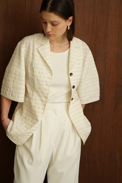 ギンガム チェック ドーム スリーブ シャツ - GINGHAM CHECK DOME SLEEVE SHIRT - IVORY