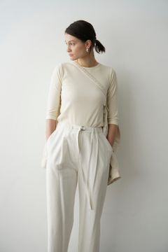 ハーフスリーブ タイト トップス - HALF SLEEVE TIGHT TOPS - IVORY