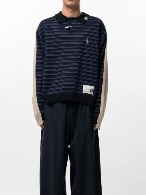 コンバインドニットプルオーバー -COMBINED KNIT PO (BLACK)