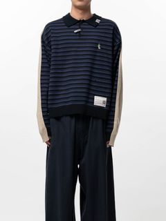 コンバインドニットプルオーバー -COMBINED KNIT PO (BLACK)