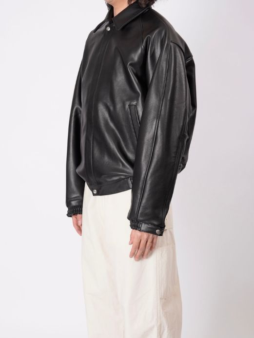 レザードリズラーブルゾン -  LEATHER DRIZZLER JACKET - BLACK
