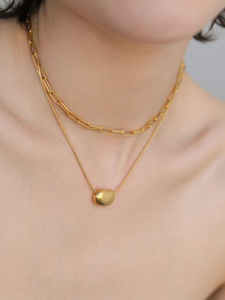 ぺブルネックレス GD ゴールド シンプル デザイン ユニセックス アクセサリー