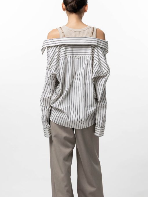 【レディース】レイヤードストライプシャツ | LAYERED STRIPE SHIRTS - WHITE