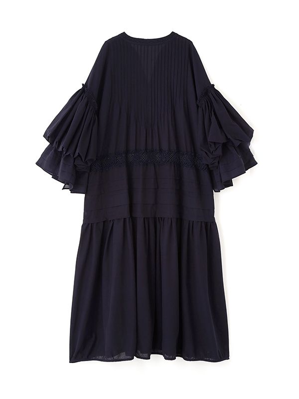 レースコットンボリュームワンピース（NAVY)