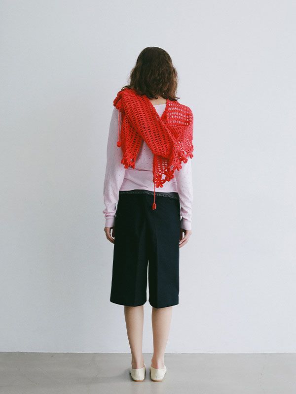 レースコンビカシュクールニットプルオーバー (PINK)