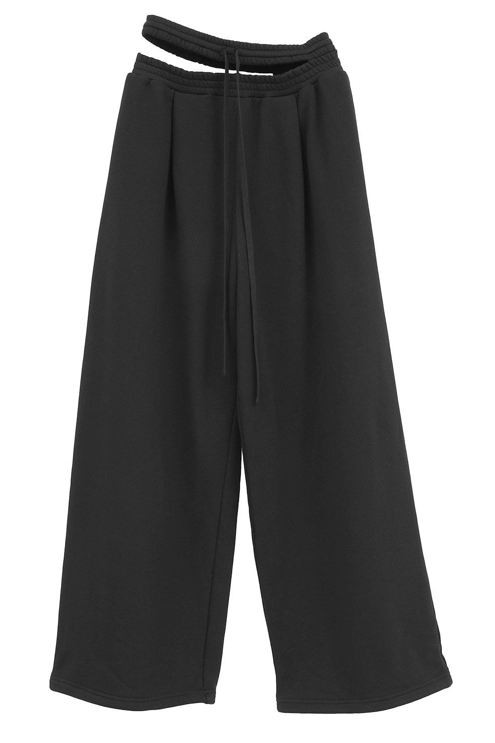 スラッシュ ウエスト スウェットパンツ - SLASH WAIST SWEAT PANTS (BLACK)