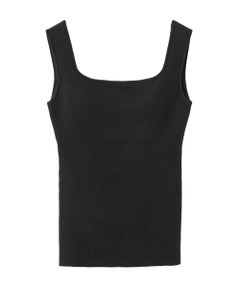 スクエアー タンク ニット トップ - SQUARE TANK KNIT TOPS BLACK