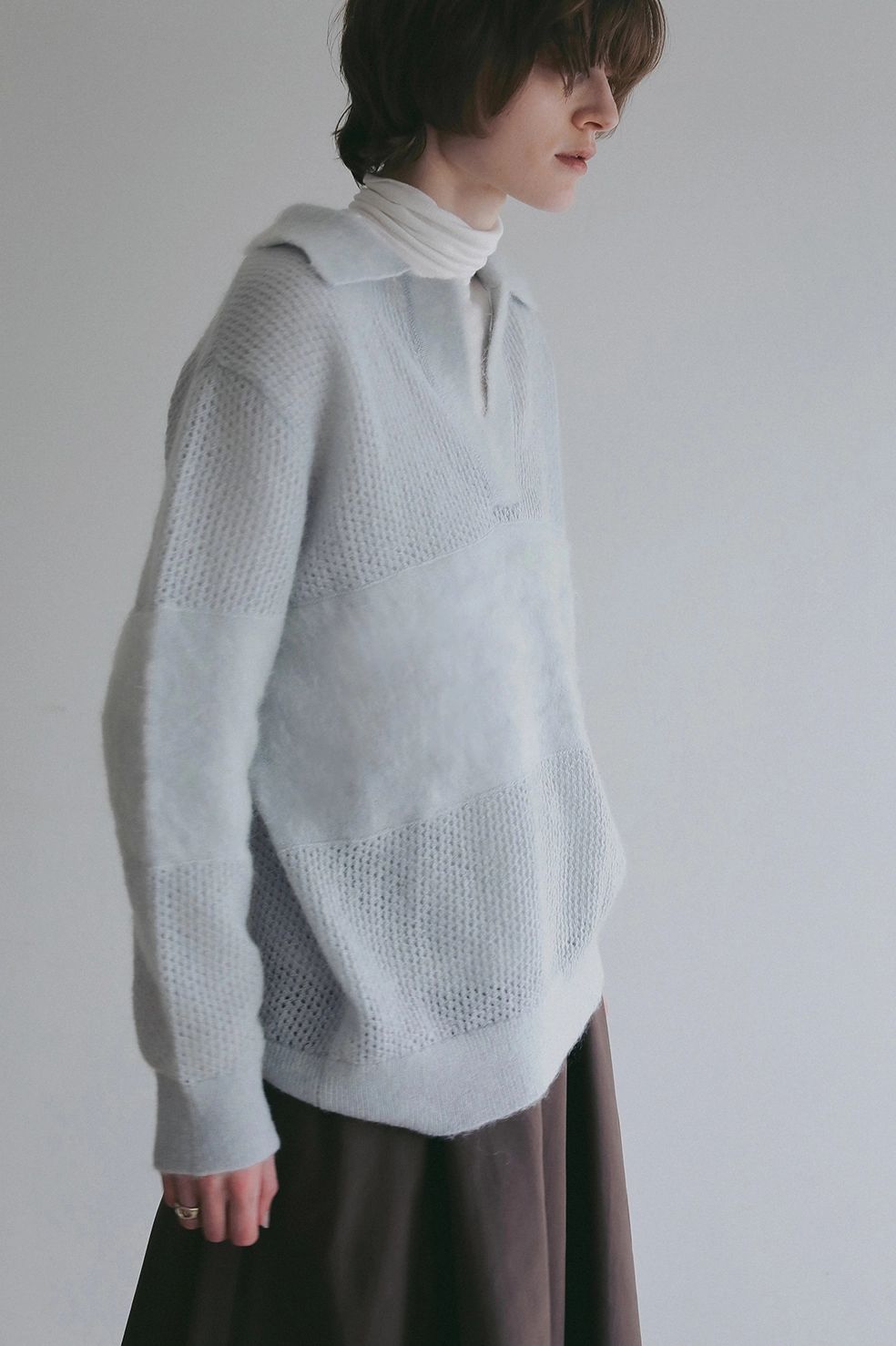 モヘアポロニット - MOHAIR POLO KNIT (LIGHT BLUE)
