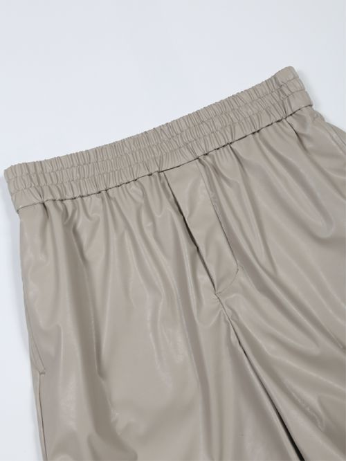 ウォッシャブルライトフェイクレザーショーツ - Fake Leather Basket Shorts - BISQUE