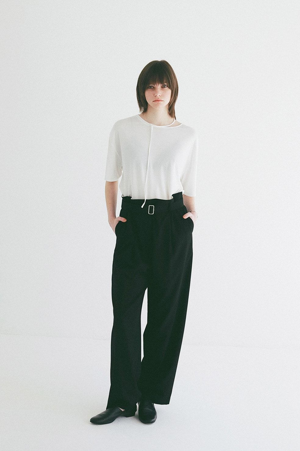 コードカットソー - DROOP THIN CODE SOFT TOPS (WHITE)