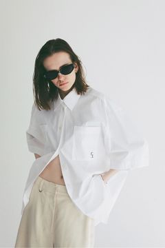 ハーフスリーブヒュージーシャツ - HALF SLEEVE HUGE SHIRTS (WHITE)
