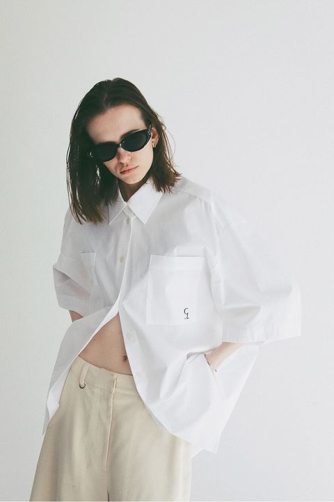 ハーフスリーブヒュージーシャツ - HALF SLEEVE HUGE SHIRTS (WHITE)