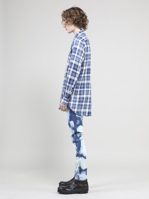 インディゴブリーチチェックシャツ - Check Shirt - BLUE×OFF WHITE