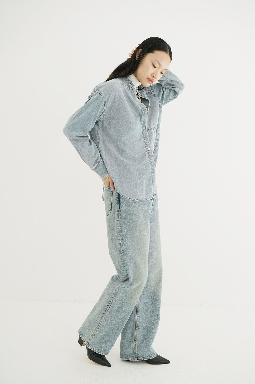 コンパクトデニムシャツ | COMPACT DENIM SHIRTS (ICE BLUE)