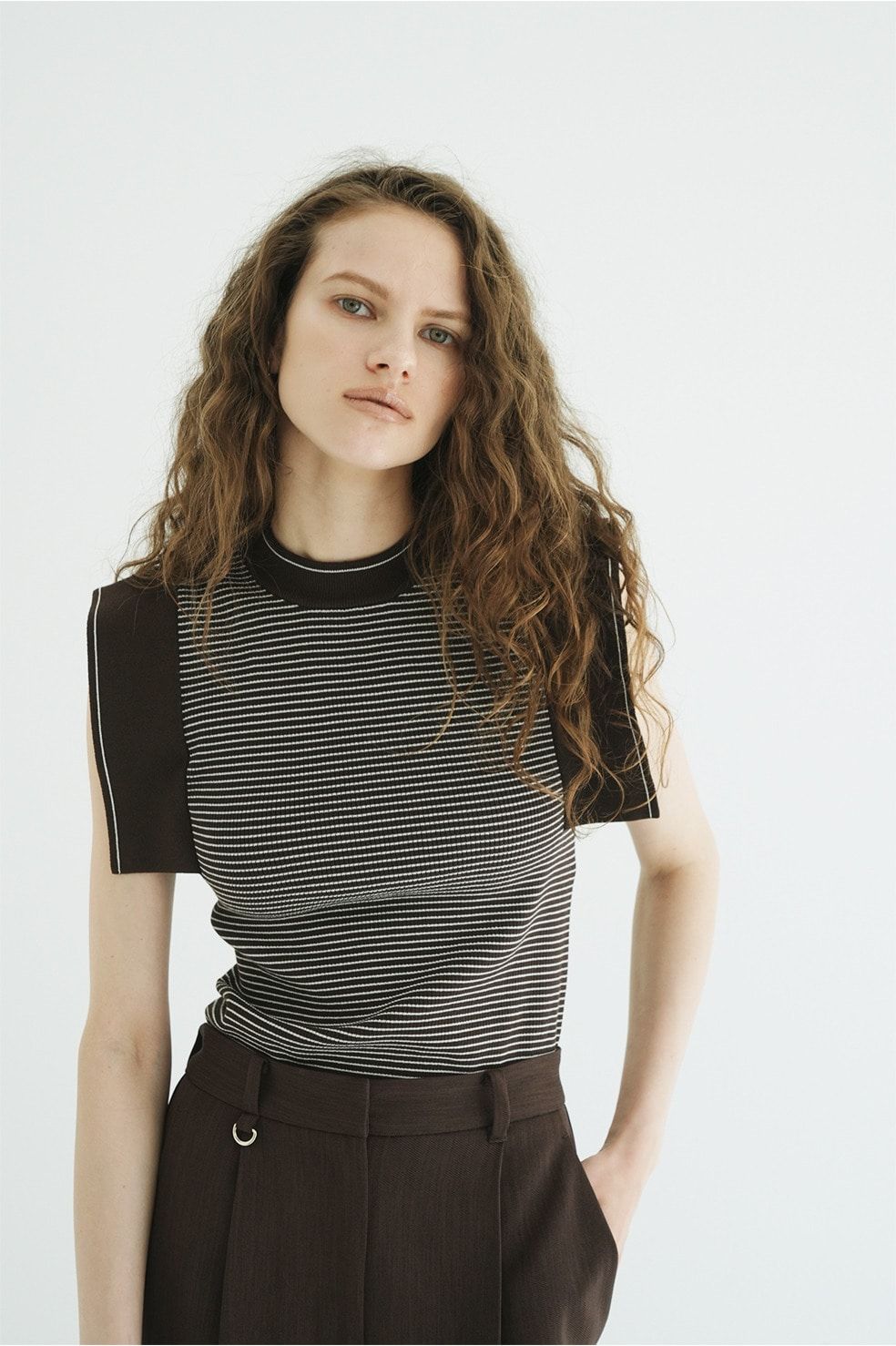 【27AW】 スクエアスリーブニットトップス - SQUARE SLEEVE KNIT TOPS (BORDER)