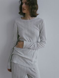 アイレットクル－ネックロンTee (GREY)