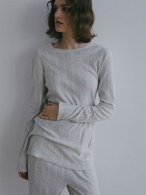アイレットクル－ネックロンTee (GREY)