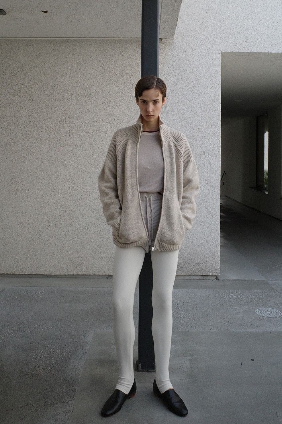 ポケット ジップ ニット｜ POCKET ZIP KNIT TOPS (BEIGE)