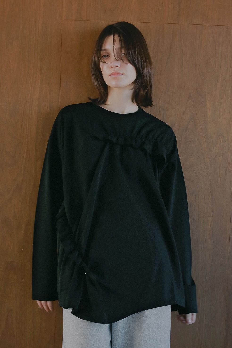 オーバーサイズフリルカットソー - FRILLED LONG T-SHIRT