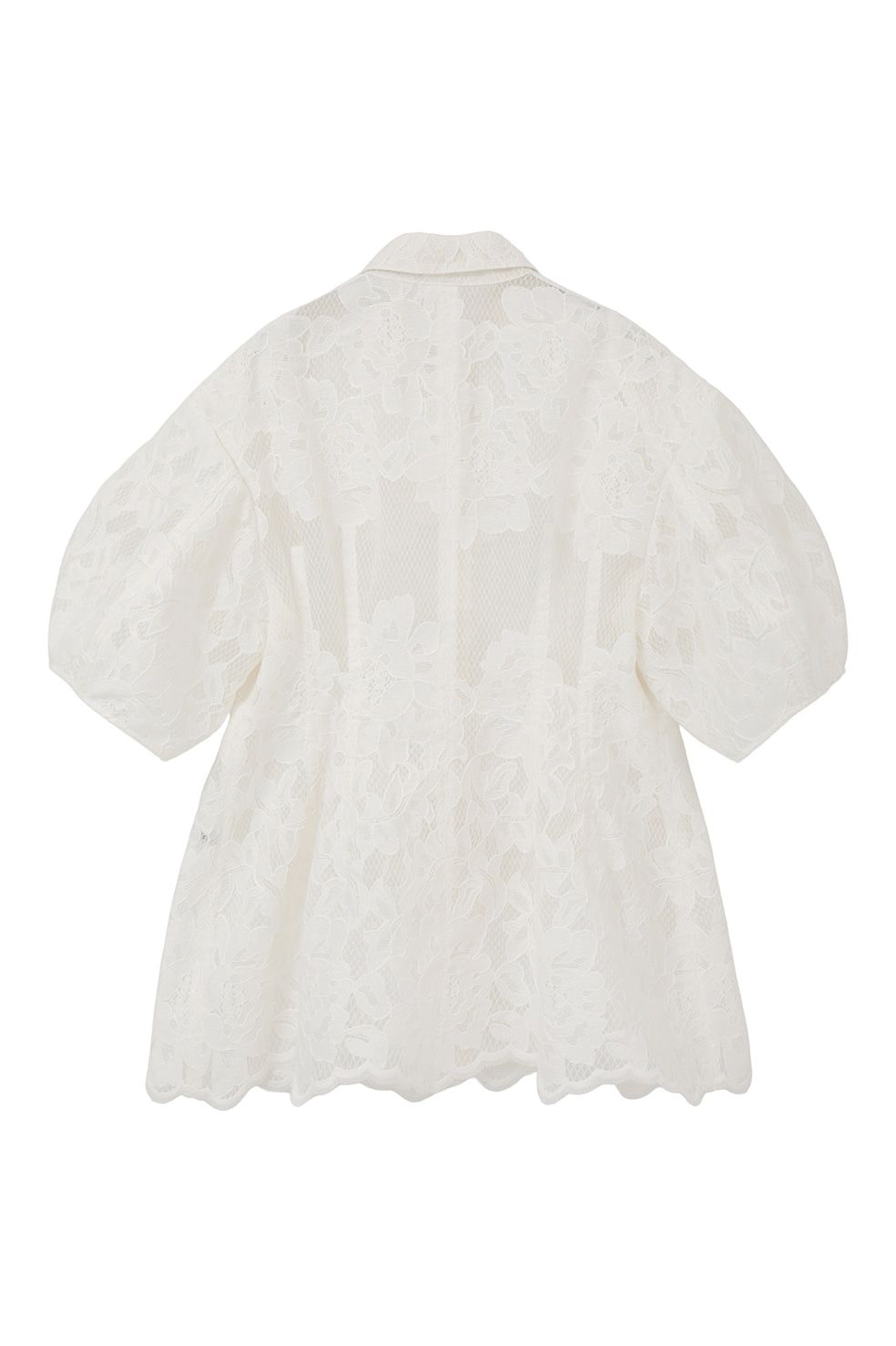 フラワーレーストップス -  FLOWER LACE WAIST SHAPE TOPS (WHITE)