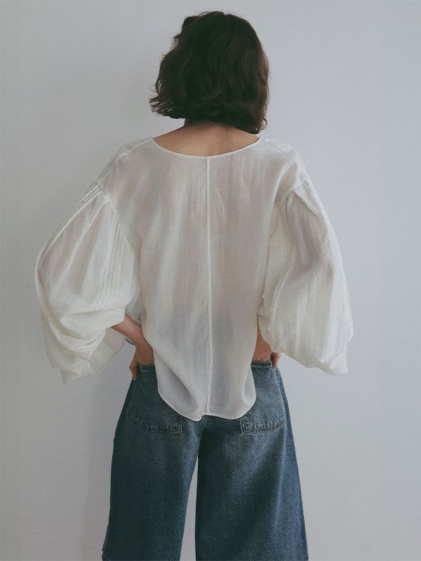 ボリュームスリーブ2wayトップス (WHITE)