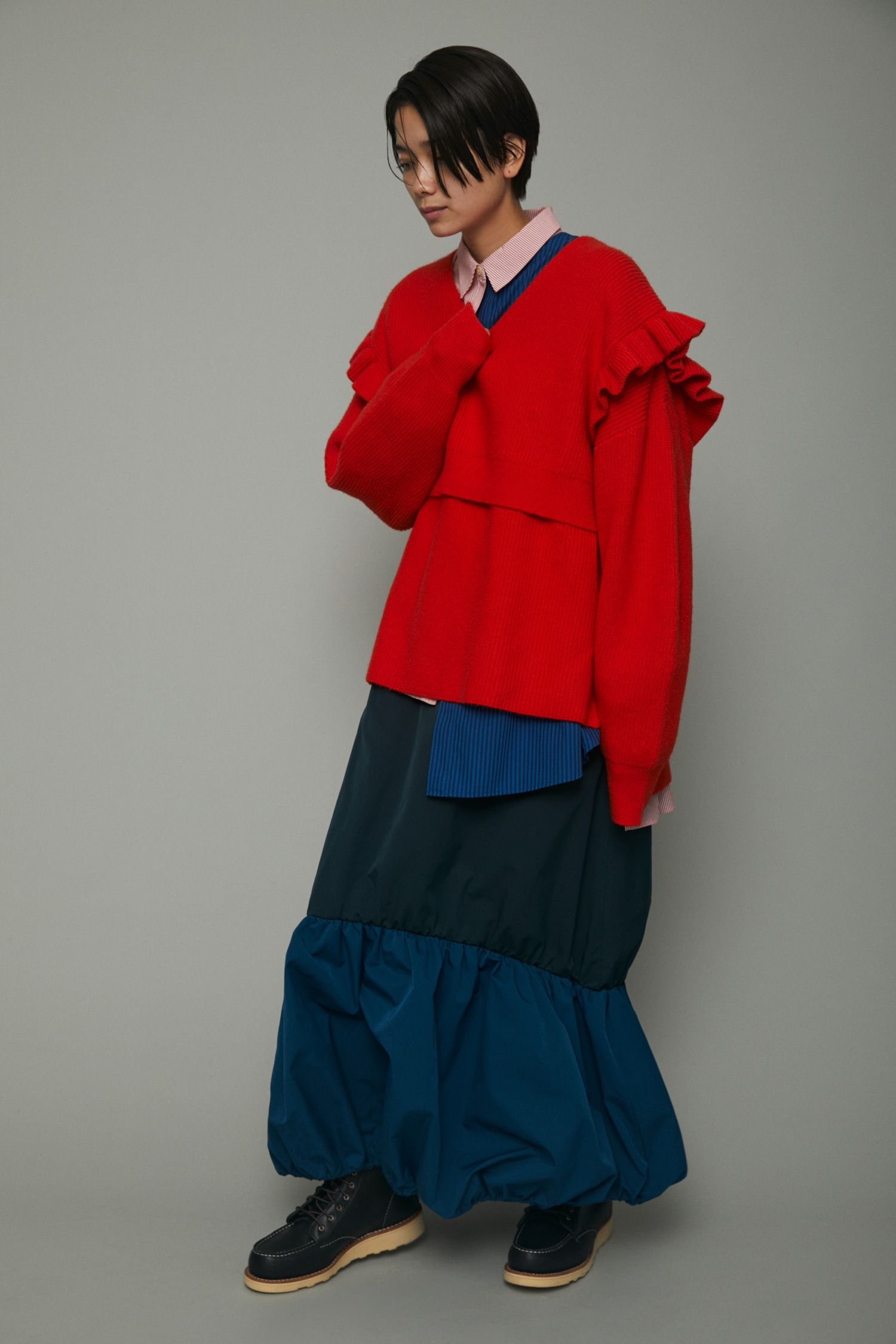レイヤード フリル トップス  - Layered frill tops - ORANGE
