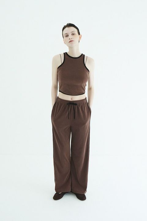 パイルセットアップ - PILE CONTRAST LINE SET UP (BROWN)