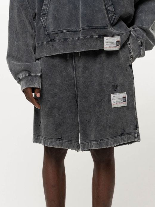 ブリーチド スウェット ショーツ - Bleached Sweat Shorts (BLACK))