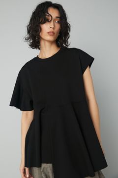 クロップド ポンチ トップス - Cropped ponte tops - BLACK