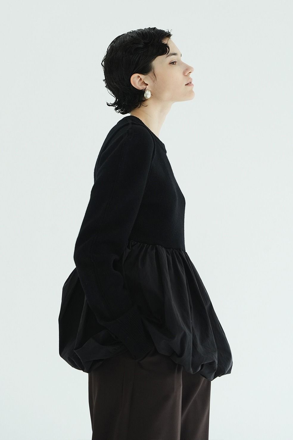 ドッキングニットトップス |  DOCKING POWERSHOULDER KNIT TOPS (BLACK)