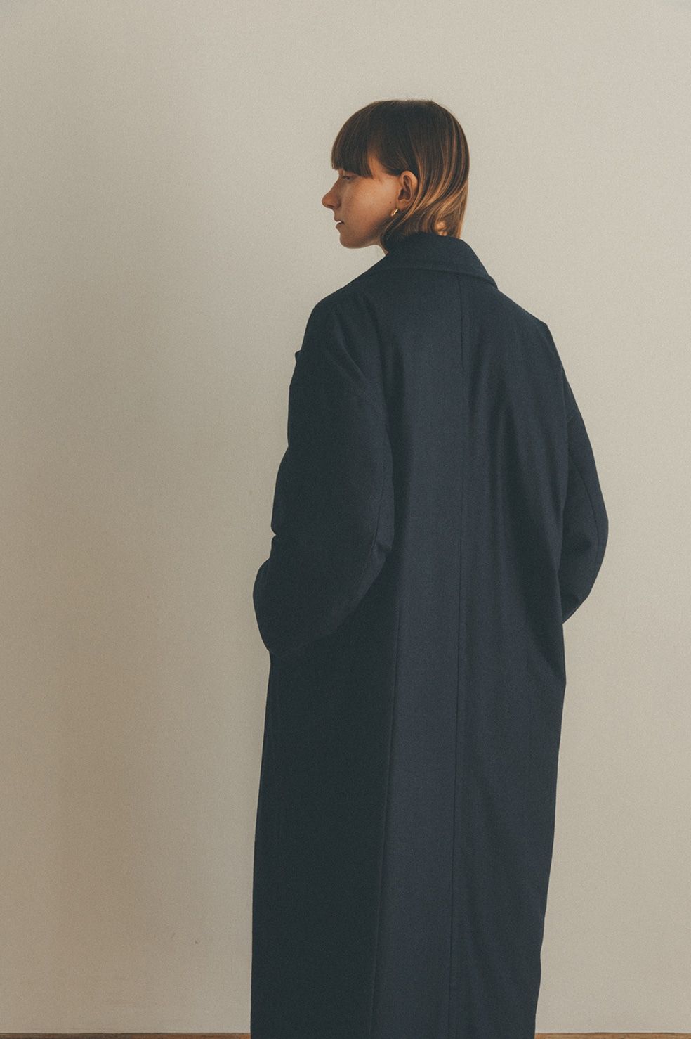 CLANE - ウールダウンロングコート - WOOL DOWN LONG COAT NAVY ...