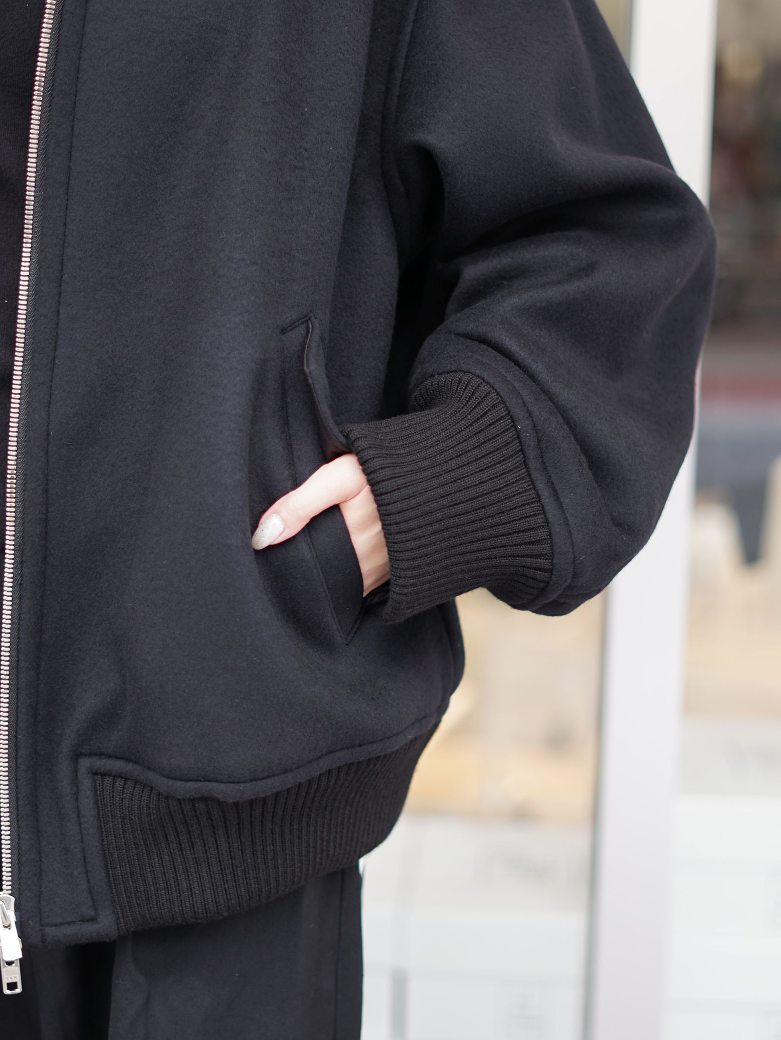 ボンバージャケット | MA-1 BOMBER JACKET IN DOUBLE FACE BEAVER (BLACK)