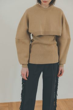 3WAY ARRANGE SEPARATE KNIT TOPS - BEIGE