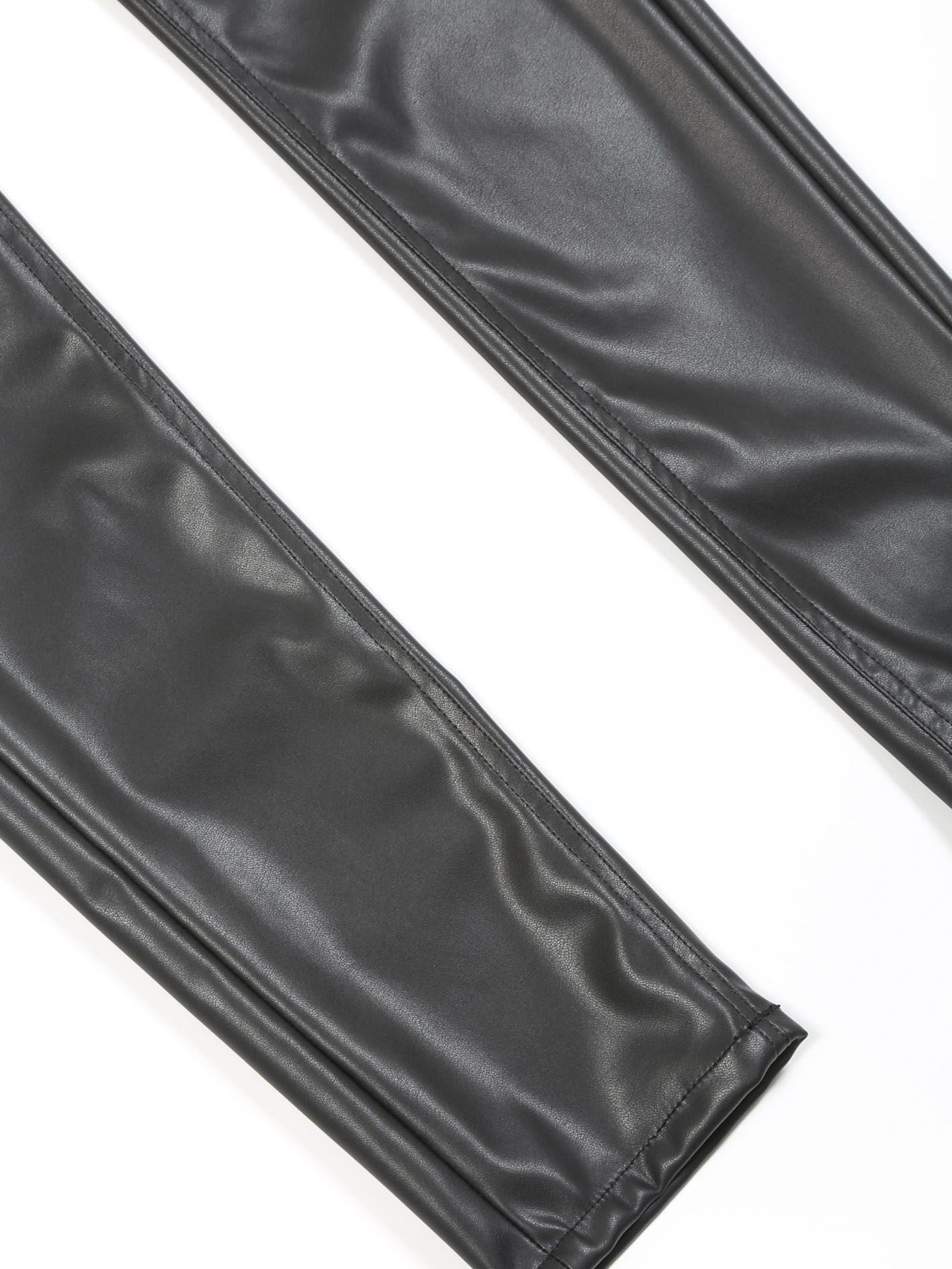 フェイクレザーレギンスパンツ -  Faux Leather Leggings Pants - BLACK